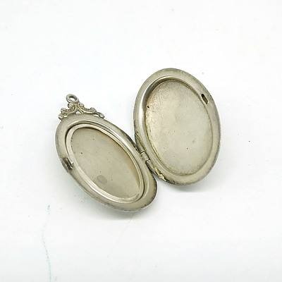 Engine Turned and Monogrammed Sterling Silver Locket, 12g