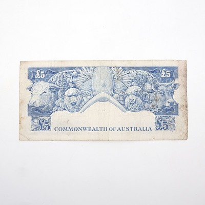 Commonwealth of Australia Coombs/Wilson Five Pound Note, TC52 877821