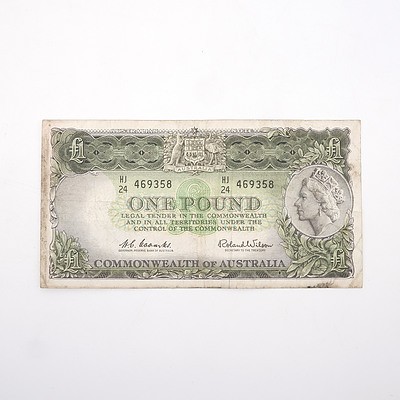 Commonwealth of Australia Coombs/Wilson One Pound Note, HJ24 469358