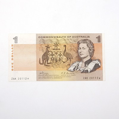 Scarce Commonwealth of Australia $1 Star Note, Phillips/Randell ZAK20112*