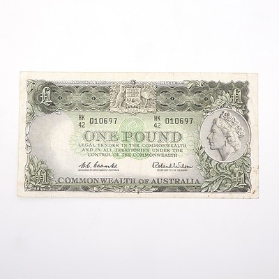 Commonwealth of Australia Coombs/Wilson One Pound Note, HK42 010697