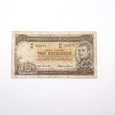 Commonwealth of Australia Coombs/Wilson Ten Shillings Note, AD83 749075