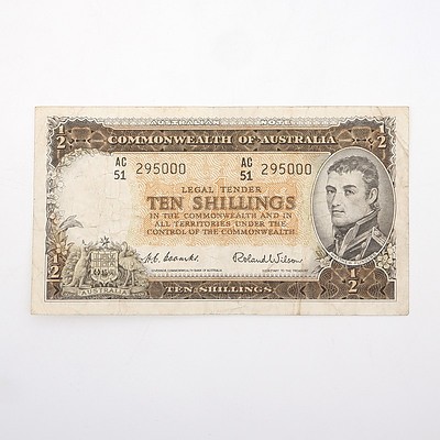 Commonwealth of Australia Coombs/Wilson Ten Shillings Note, AC51 295000