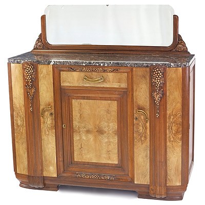 Superb French Art Deco Walnut and Burr Walnut Sideboard Circa 1925