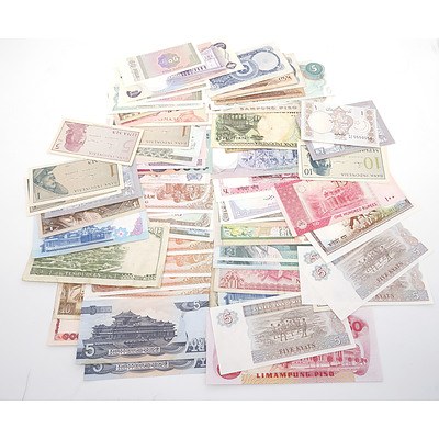 Large Group of Banknotes From Thailand, Myanmar, Philippines, Vietnam, and More