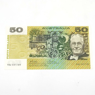 Australian Uncirculated $50 Phillips/ Wheeler Paper Note, YAJ601709