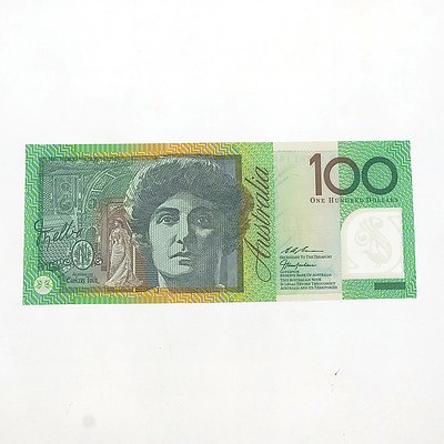 Australian Uncirculated $100 Macfarlane/ Evans Polymer Note, CG 99781165