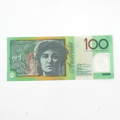 Australian Uncirculated $100 Macfarlane/ Evans Polymer Note, HG 96981407