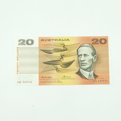 Uncirculated Knight/ Wheeler Centre Thread $20 Note, XNE669934