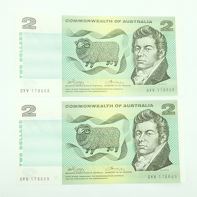 Two Consecutively Numbered Uncirculated $20 Phillips/ Wheeler Paper Notes, GYV178668-GYV178669