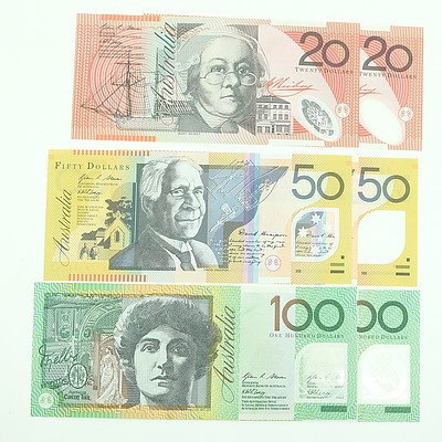 2010 Uncirculated First and Last Prefix $20, $50, $100 Polymer Notes