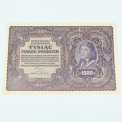 1919 Polish 1000 Marek Banknote