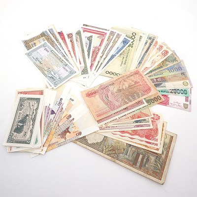 Large Group of Banknotes From Indonesia and Cambodia