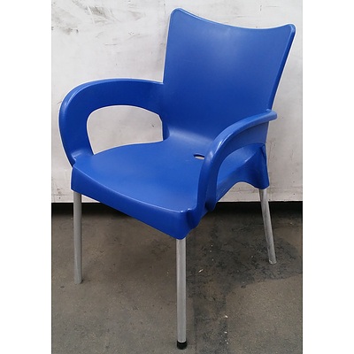 Siesta Blue Plastic Chairs - Lot Of 20