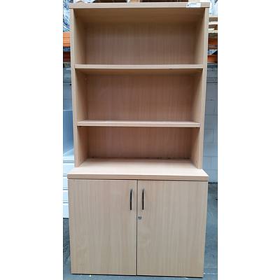 Beech Laminate Storage Cabinet with Credenza