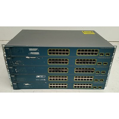 Cisco Catalyst (WS-C3560-24PS-S) 3560 Series PoE-24 24-Port Managed Ethernet Switches - Lot of Five