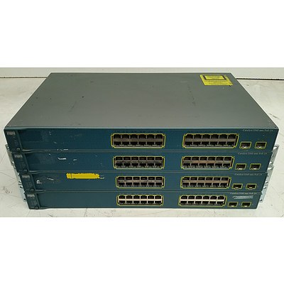 Cisco Catalyst (WS-C3560-24PS-S) 3560 Series PoE-24 24-Port Managed Ethernet Switches - Lot of Four