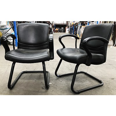 Black PU Leather Arm Chairs