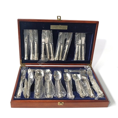 Wiltshire Silver Plated Cutlery Service in Felt Lined Wooden Box and 11 other Silver Plated Cutlery items