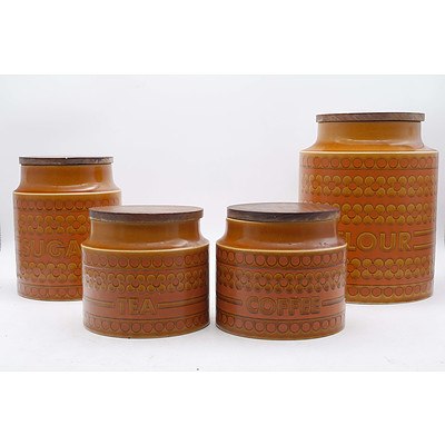 Four English Hornsea Kitchen Canisters