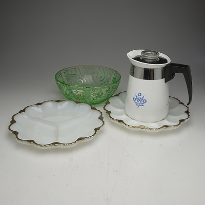 Moulded Glass Punch Set, Coin Ware Jug, Milk Glass and More