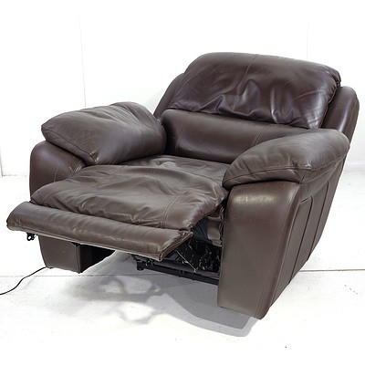 Brown Leather Upholstered Electric Reclining Armchair
