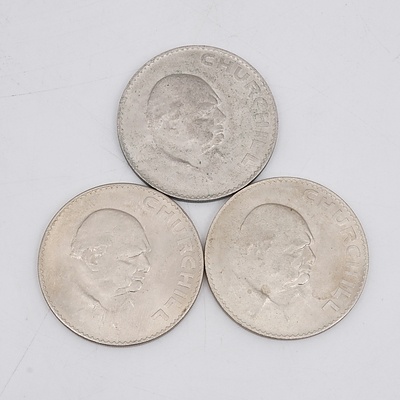 Three 1965 Winston Churchill Crowns Coins