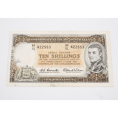 1961 Australian Ten Shillings Banknote Coombs/Wilson