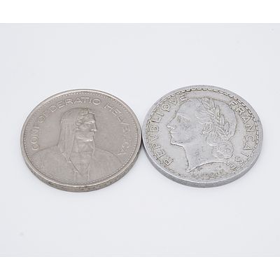 1947 France 5 Franc and 1968 Switzerland 5 Franc