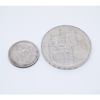 1902 United Kingdom One Shilling and 1996 United Kingdom Five Pound Coin