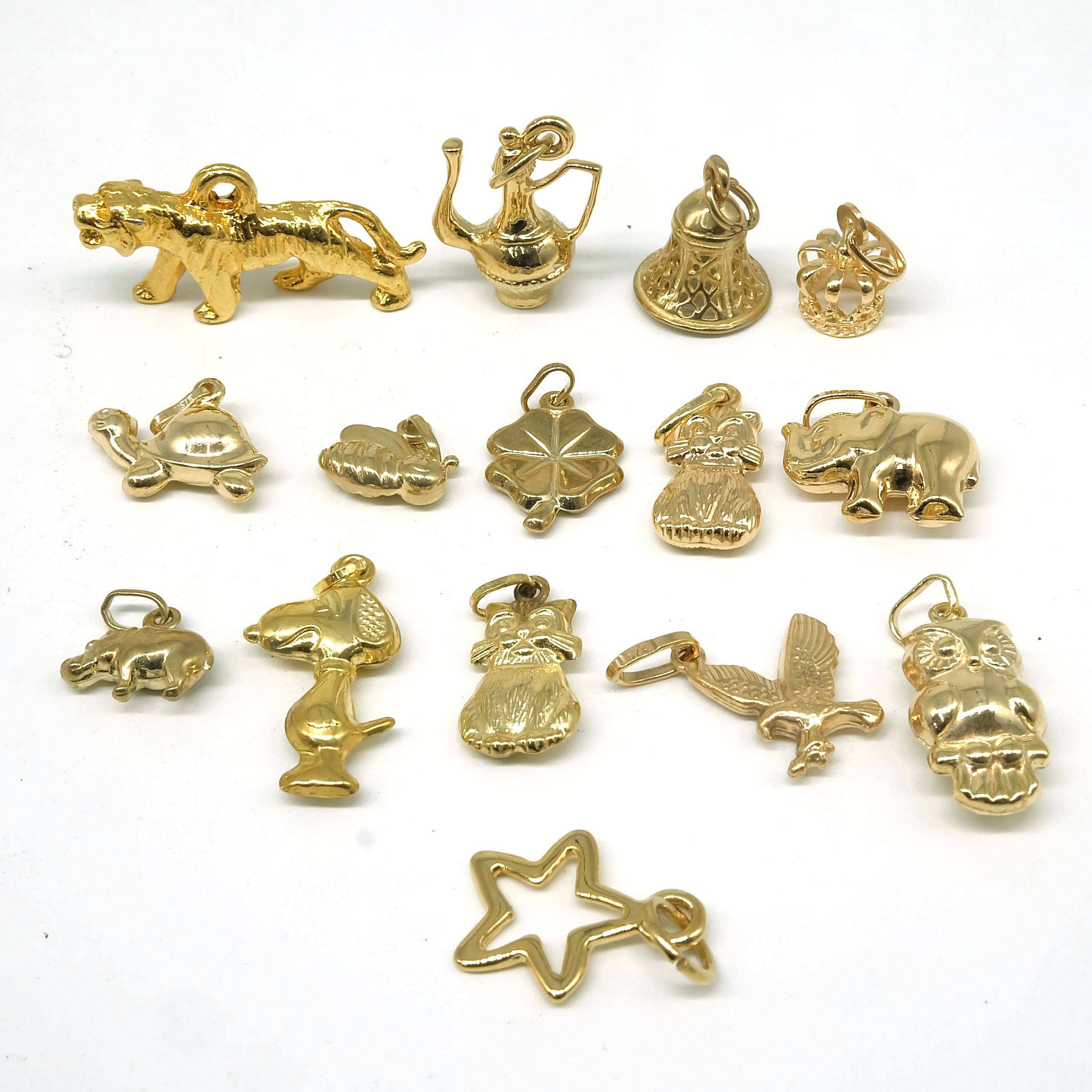 'Various 9ct Yellow Gold Charms, 20g'
