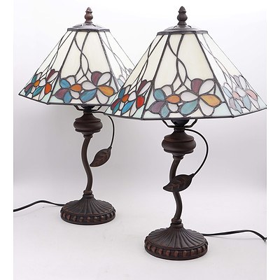 Pair of Modern Tiffany Style Table Lamps