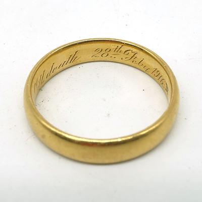 Antique English 22ct Yellow Gold Wedding Ring, 4g