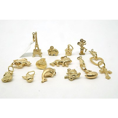 Various 9ct Yellow Gold Charms, 13g