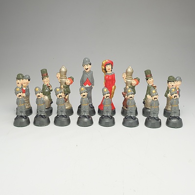 Complete of Set of Star of the Silver Screen Hand Painted Chess Pieces
