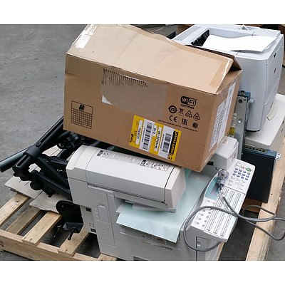Bulk Lot of Assorted IT & Office Equipment - Printer, Fax Machine & Monitor Arms