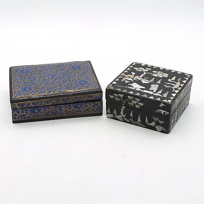A Burmese Lacquer Box and an Asian Shell Inlaid Box