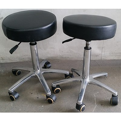 Gaslift Mobile Styling Stools - Lot of Two