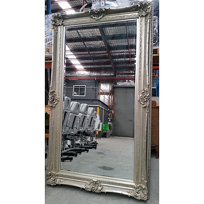 Large Ornate Framed Beveled Edged Mirror