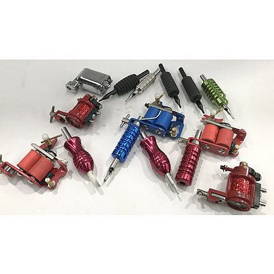 6 Rotary Tattoo Machines, 9 Pens, Pedals and Tips