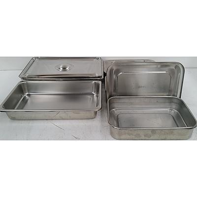 Stainless Steel Equuipment Trays and Tins - Lot of Five