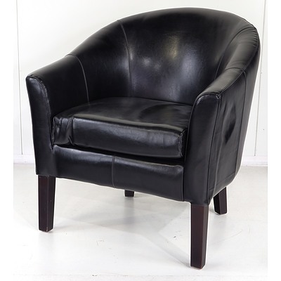 Black Leather Upholstered Tub Chair