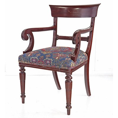 Antique Style Scrolled Arm Carver Chair, Contemporary