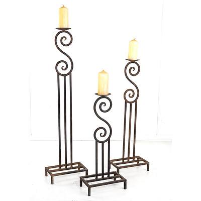 Outdoor Wrought Iron Floor Candle Stands