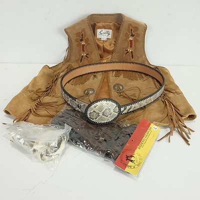 Handcrafted Rattlesnake Skin Belt with Scully Tasseled Vest