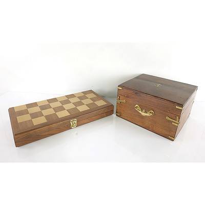Brass Bound Jewellery Box and Chess Set