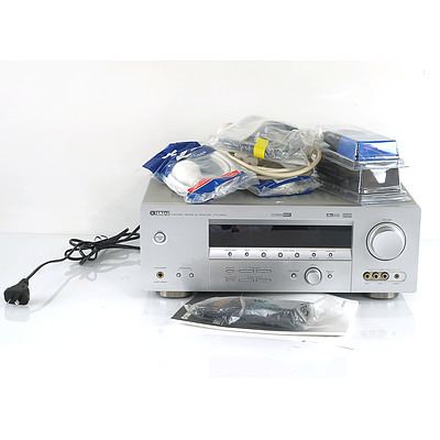 Yamaha HTR-5940 CinemaDSP Natural Sound AV Receiver and Extension Leads, RG6 Cable and Panasonic TV Pedestal