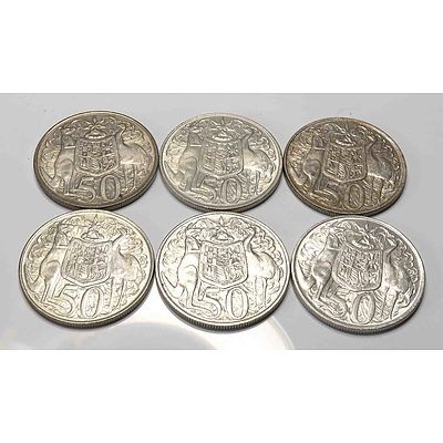 Australia Round Silver 50Cents 1966 (X6)