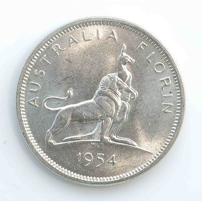 Australia Silver Royal Visit Florin 1954