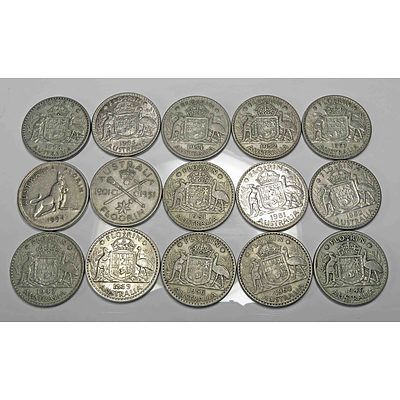 Australia Silver Florins 1946-1963 (X15)